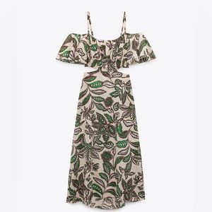 [NWT] Zara Printed Linen Blend Dress